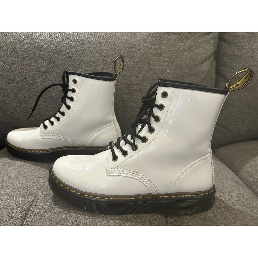 Dr. Martens Zavala Lace Up Combat Ankle Boots Women's Size 6 White - Picture 3 of 8